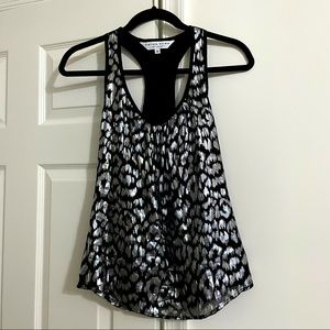 Trina Turk Silk Leopard Print Racer Back Top